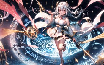Wallpaper Anime Girl Wizard Magic