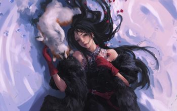 Wallpaper Anime Girl with Corgi Dog