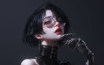 Wallpaper Anime Girl with Glasses Short Hair