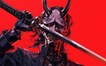 Wallpaper Anime Katana Demon Mask