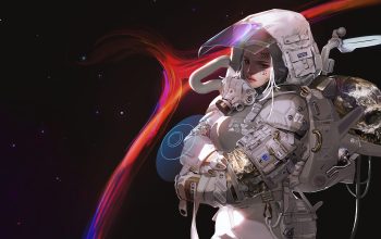 Wallpaper Astronaut Girl Art Sci-Fi Skull