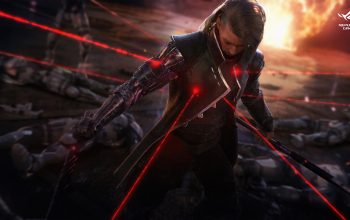 Wallpaper Asus ROG Laser Sight Cyberpunk Warrior Sci-Fi