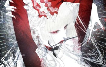 Wallpaper Beautiful Anime Girl Red Eyes White Hair