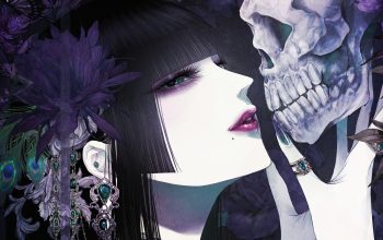 Wallpaper Beautiful Anime Girl Skull