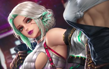 Wallpaper Witcher Cyberpunk 2077 Sci-Fi Girl