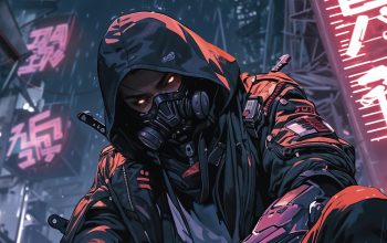 Wallpaper Cyberpunk Anime Boy Mask