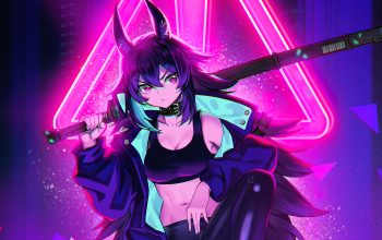 Wallpaper Cyberpunk Anime Girl Digital Art