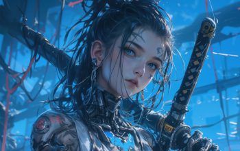 Wallpaper Cyberpunk Anime Girl Warrior Sword
