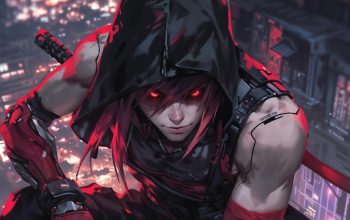 Wallpaper Cyberpunk Assassin Anime Boy