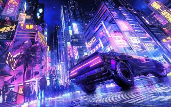 Wallpaper Cyberpunk Car Night City