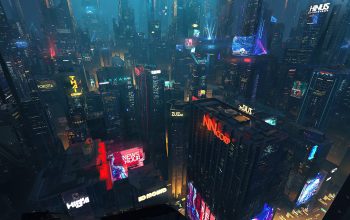 Wallpaper Cyberpunk City Skyscraper Sci-Fi