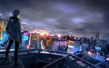 Wallpaper Cyberpunk Cityscape Scenery Sci-Fi City Buildings