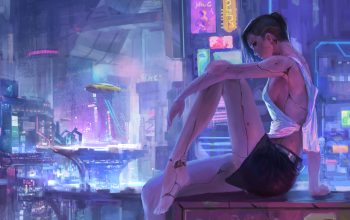 Wallpaper Cyberpunk Girl Art