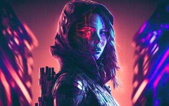 Wallpaper Cyberpunk Girl Digital Art