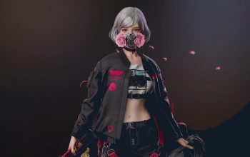 Wallpaper Cyberpunk Girl Gas Mask