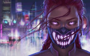 Wallpaper Cyberpunk Girl Mask