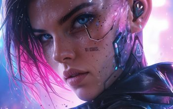 Wallpaper Cyberpunk Girl Sci-Fi Digital Art