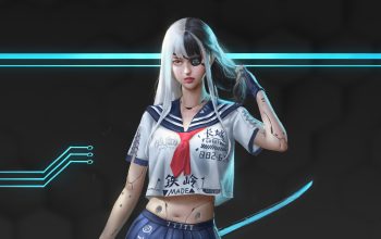 Wallpaper Cyberpunk Girl Student Eye Patch