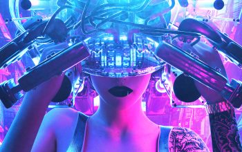 Wallpaper Cyberpunk Girl Tattoo Sci-Fi