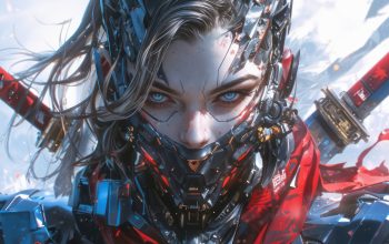 Wallpaper Cyberpunk Girl Warrior