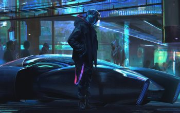 Wallpaper Cyberpunk Hover Car Sci-Fi