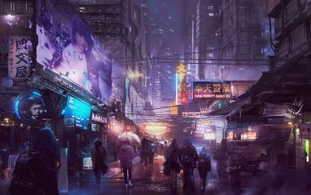 Wallpaper Cyberpunk Night City Art