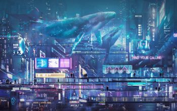 Wallpaper Cyberpunk Night City Hologram