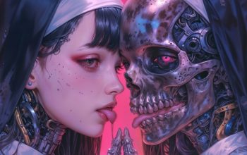 Wallpaper Cyberpunk Nun Girls