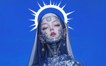 Wallpaper Cyberpunk Nun Halo Anime