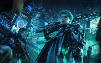 Wallpaper Cyberpunk Soldiers Futuristic City