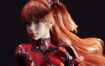 Wallpaper Evangelion Asuka CGI