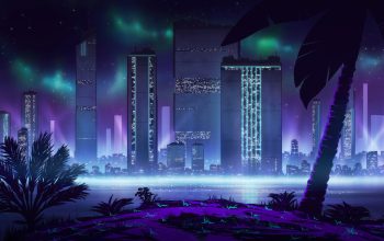 Wallpaper Futuristic Night City Buildings Sci-Fi