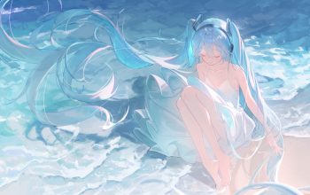 Wallpaper Hatsune Miku Beach Wave