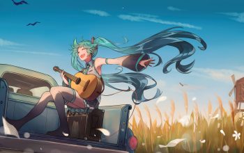 Wallpaper Hatsune Miku Guitar