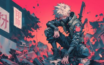 Wallpaper Kakashi Cyberpunk Ninja