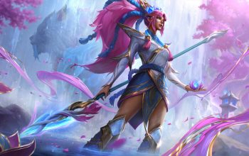 Wallpaper Nidalee Spirit Blossom Skin LoL Splash Art