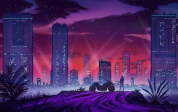 Wallpaper Night City Futuristic Sci-Fi City