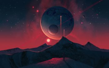 Wallpaper Night Sky Planet Landscape Scenery Sci-Fi Digital Art