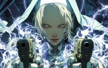 Wallpaper Nun with Guns Sci-Fi Anime Girl