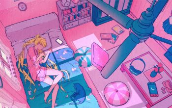 Wallpaper Sailor Moon Anime Girl Sleeping
