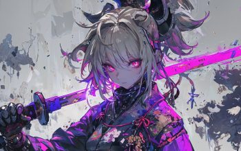 Wallpaper Samurai Anime Girl Katana Kimono