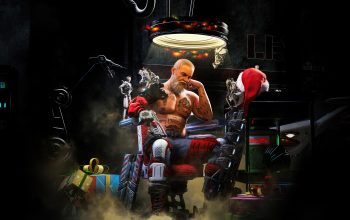 Wallpaper Santa Claus Cyberpunk Sci-Fi