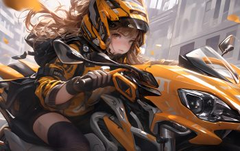 Wallpaper Sci-Fi Anime Girl Motorcycle