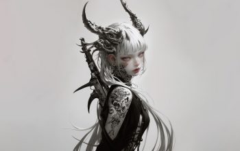 Wallpaper Sci-Fi Anime Girl Tattoo