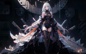 Wallpaper Sci-Fi Anime Girl White Hair