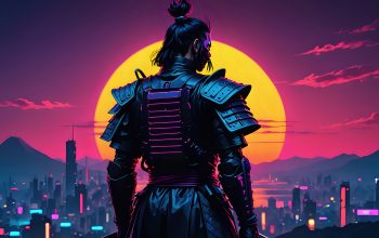 Wallpaper Sci-Fi Samurai Moon