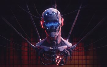 Wallpaper Skull Audio Cyberpunk Sci-Fi
