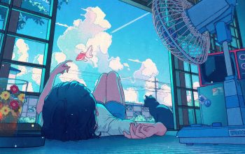 Wallpaper Summer Anime Girl Cat