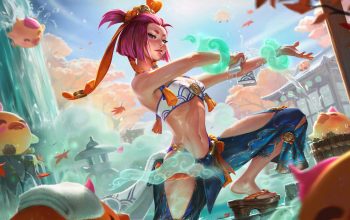 Wallpaper Yunara Spirit Blossom Springs Skin LoL Splash Art