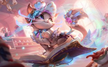Wallpaper Yuumi Cafe Cuties Mythic Chroma Skin LoL WR Splash Art
